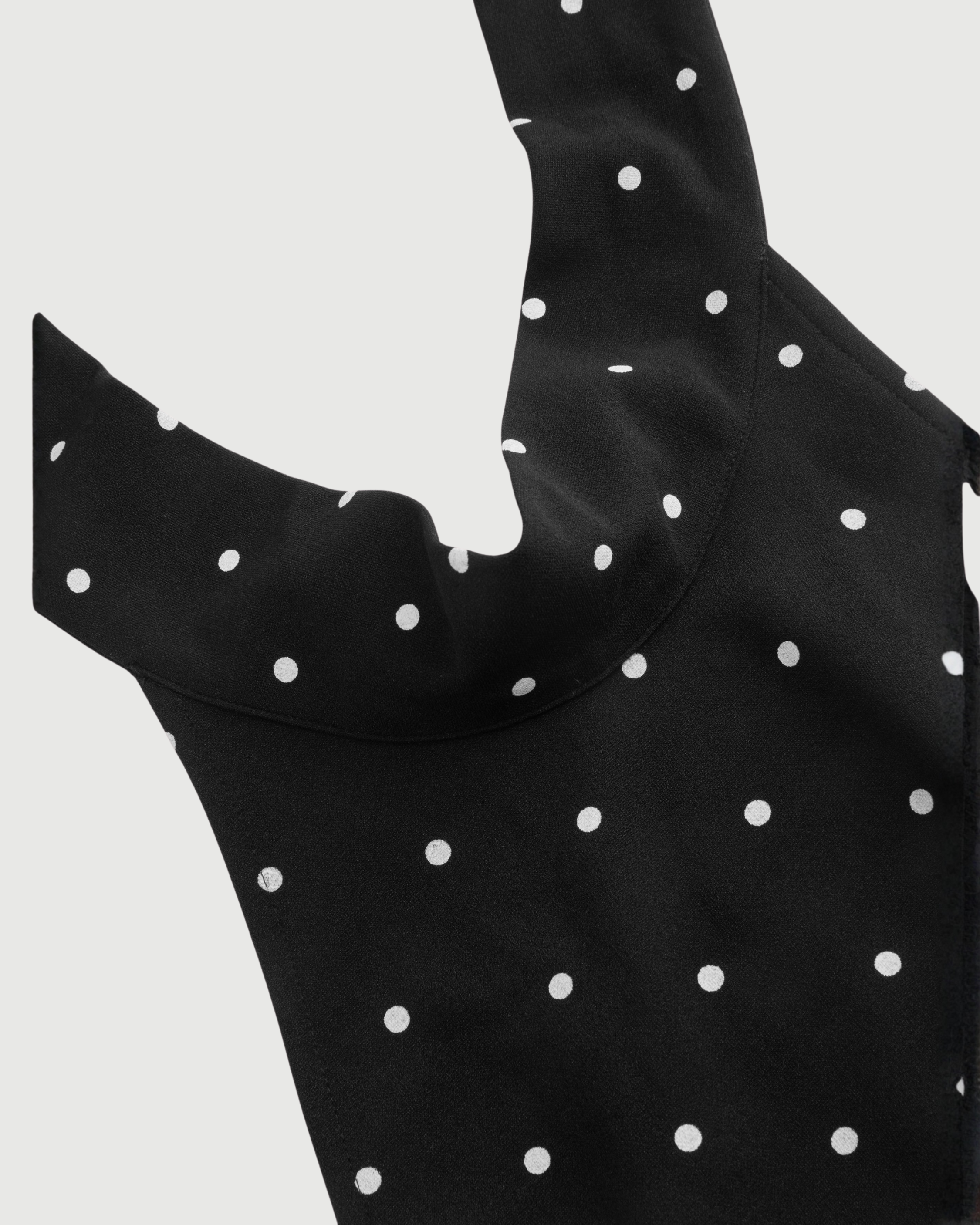 Halter Neckline Polka Dot Backless Ruffle Mini Dress-Black & White