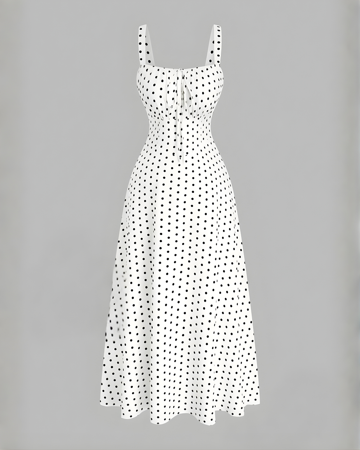 Plus Size Elegant Polka Dot Slip Dress-Black & White